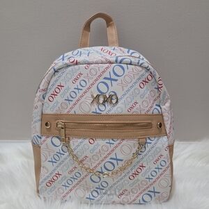 XOXO White, Pink, Blue Logo Backpack